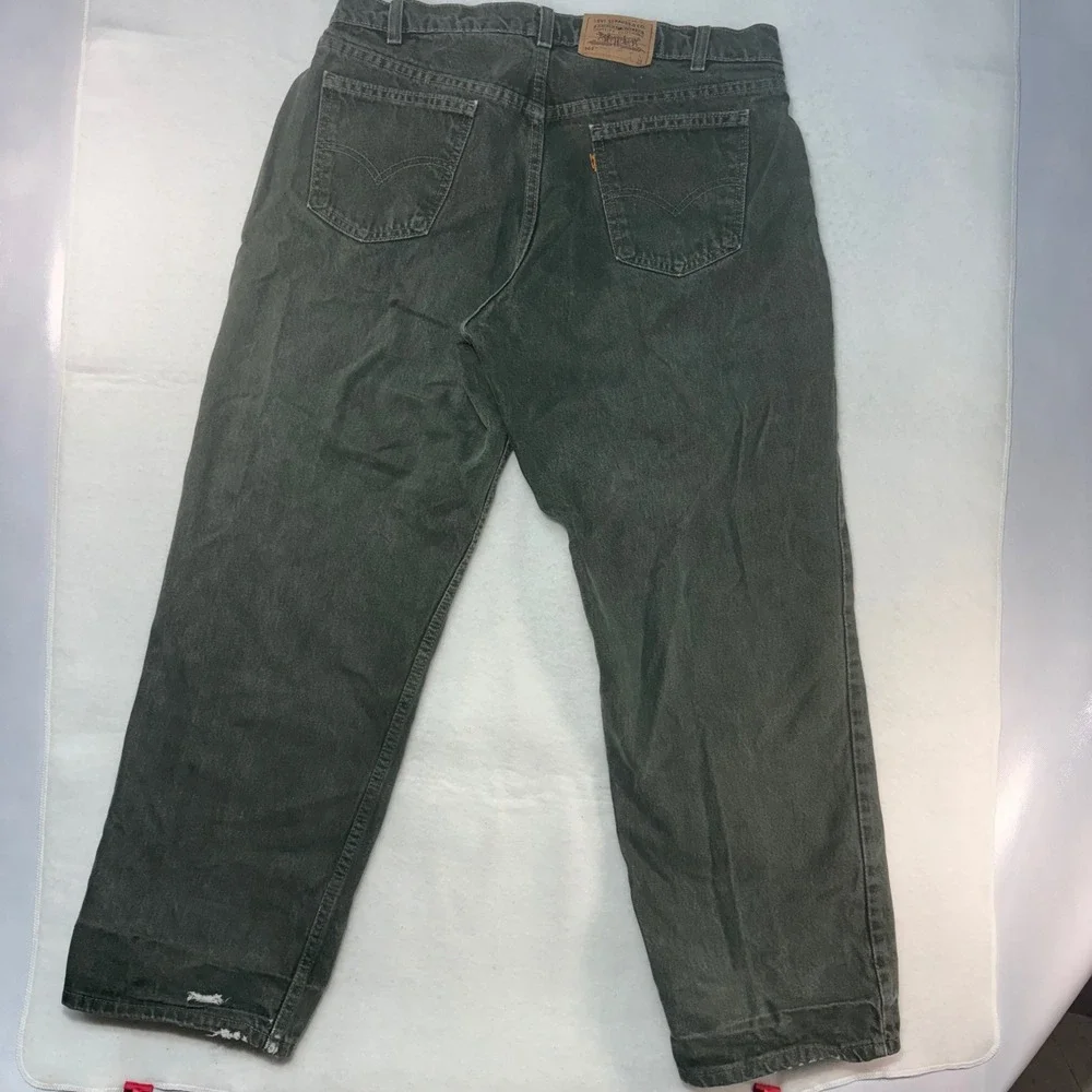Vintage Levis 562 Loose Fit Husky Orange Tab Green‎ Grey Jeans Made in USA 36x29